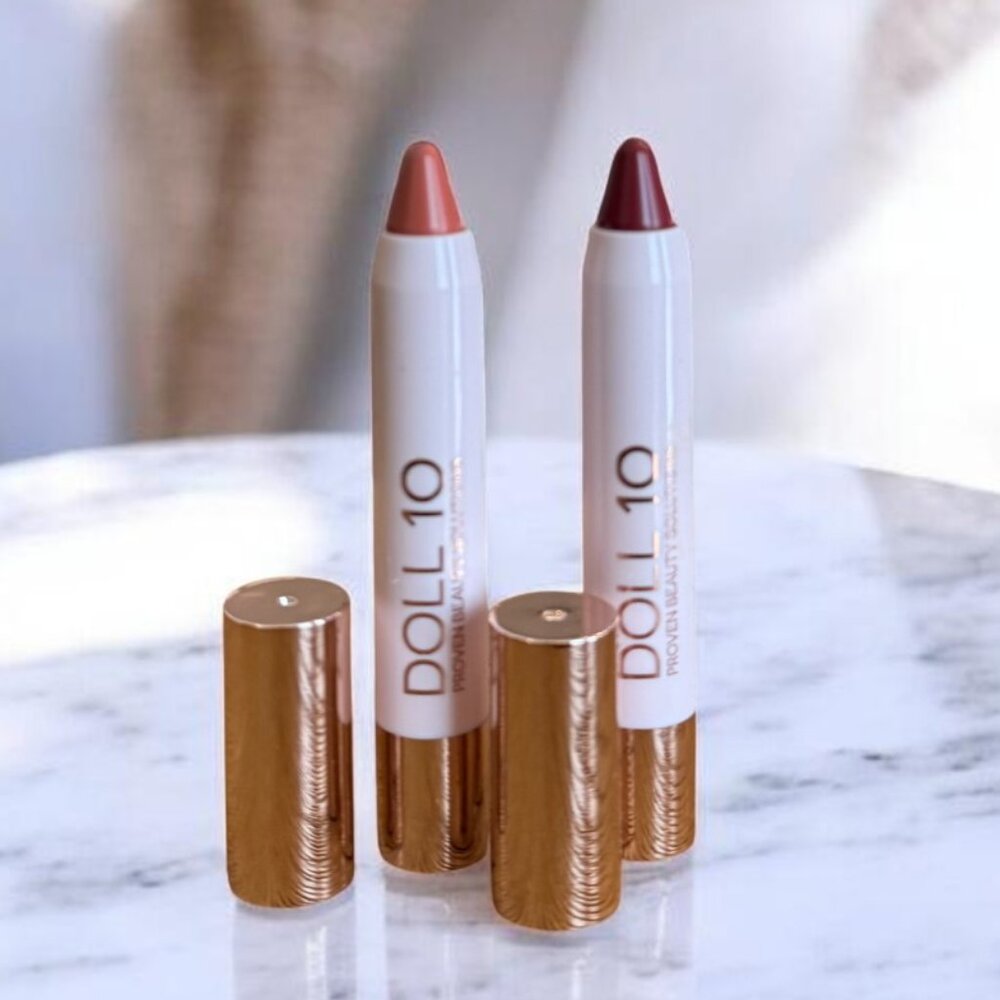 DOLL 10 NEW Lip Crayon Bundle X2 Full Size Stay Strong & I Can Shades - Picture 6 of 6